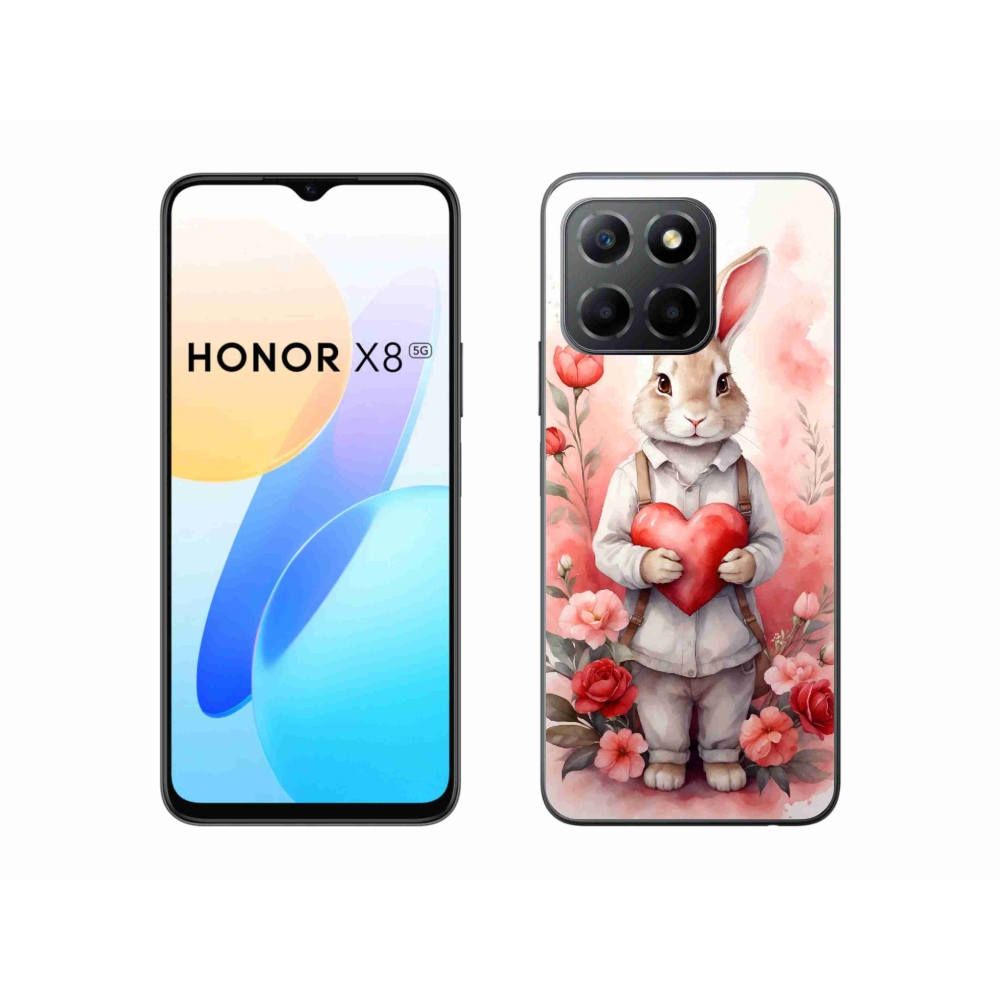 Zselés borítás mmCase a Honor X8 5G számára - nyúl szívvel