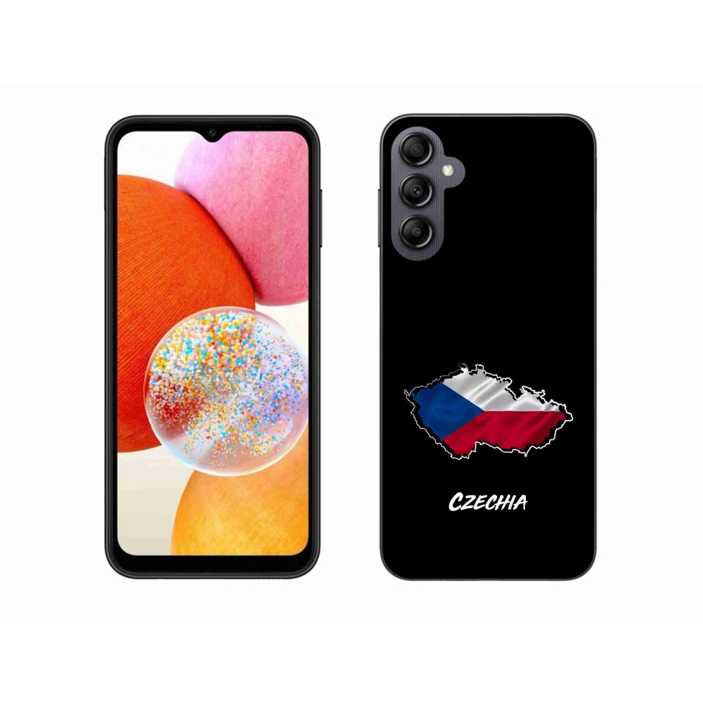 Zselés borítás mmCase Samsung Galaxy A14 4G/5G - Csehország fekete háttérrel
