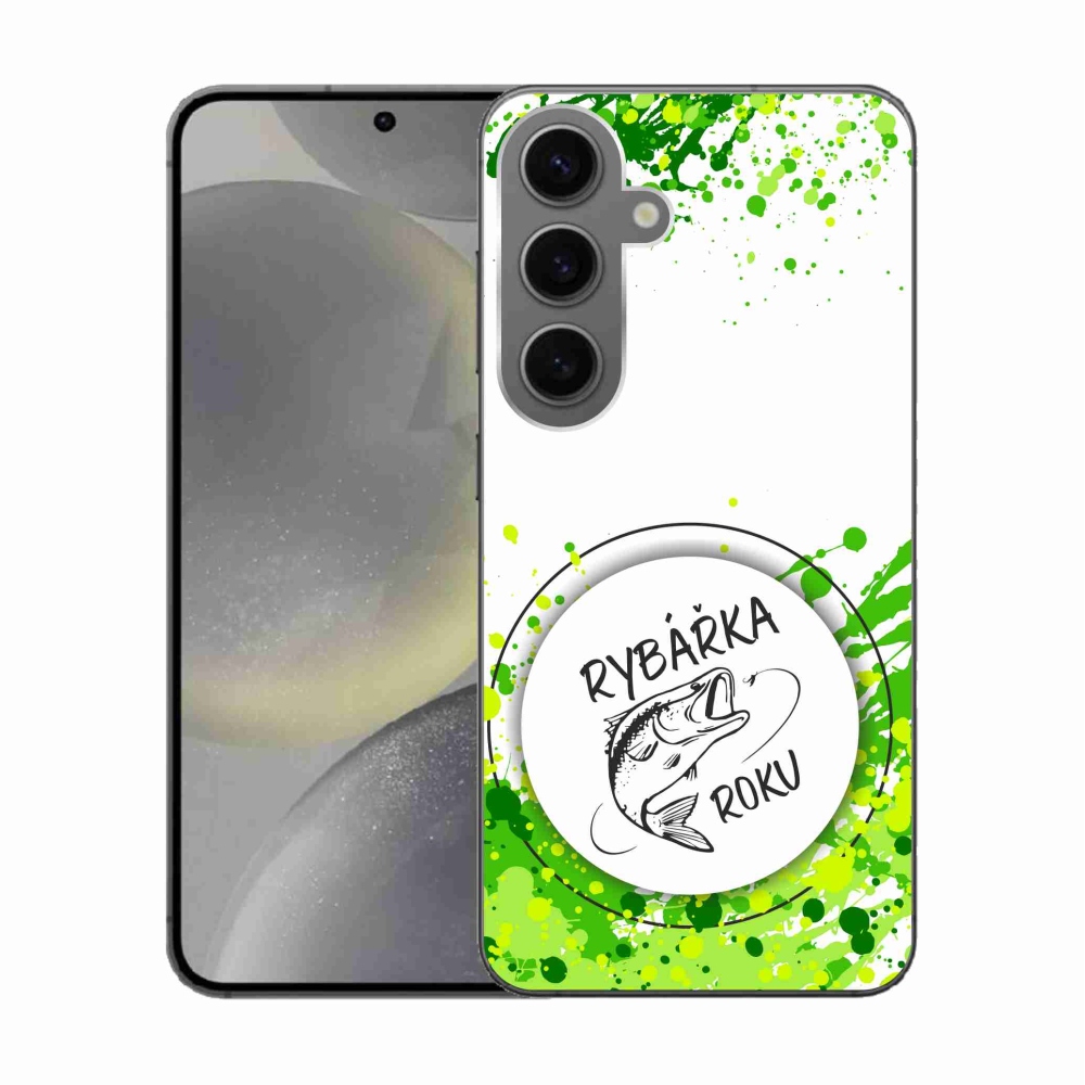 Zselés borító mmCase Samsung Galaxy S24 készülékhez - Az év horgásza fehér háttérrel