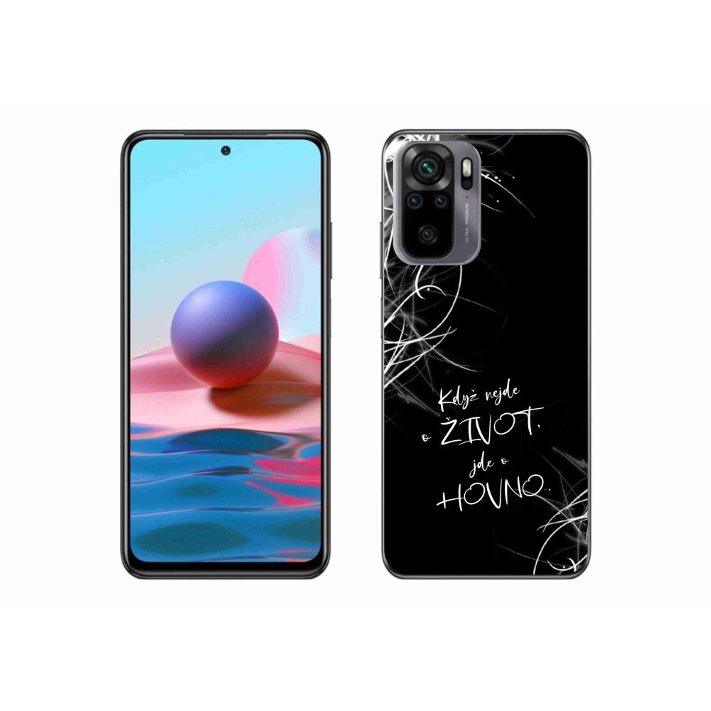 Gél borító mmCase a Xiaomi Redmi Note 10 4G-hez - vicces szöveg 16 fekete háttérrel