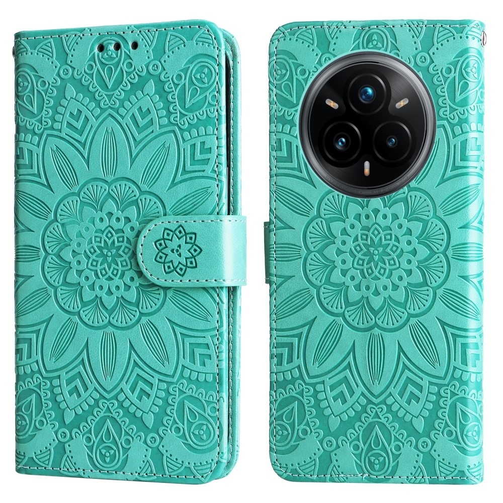 Napraforgó könyvtáska a Realme 14 Pro+ 5G készülékhez - teal színű