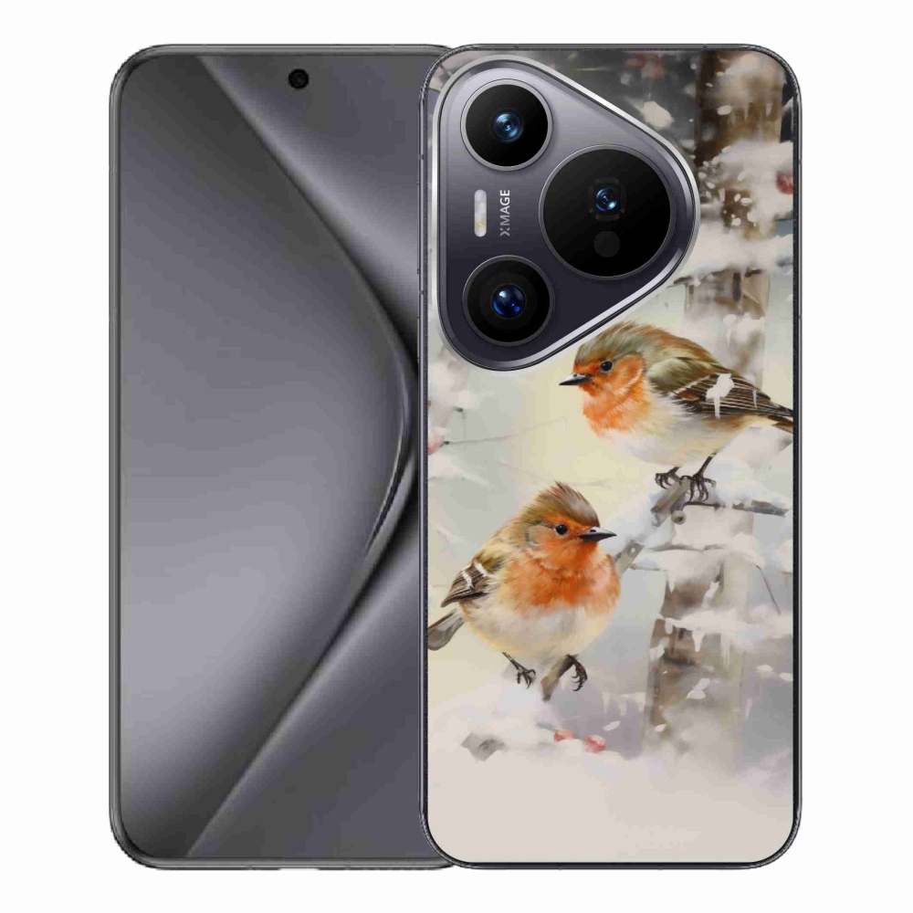 Gél borítás mmCase a Huawei Pura 70 Pro számára - madarak télen