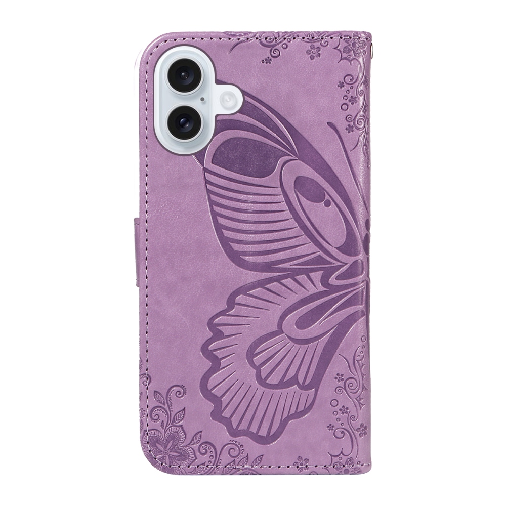 Virágos pillangó könyvtáska iPhone 17 készülékhez - világos lila