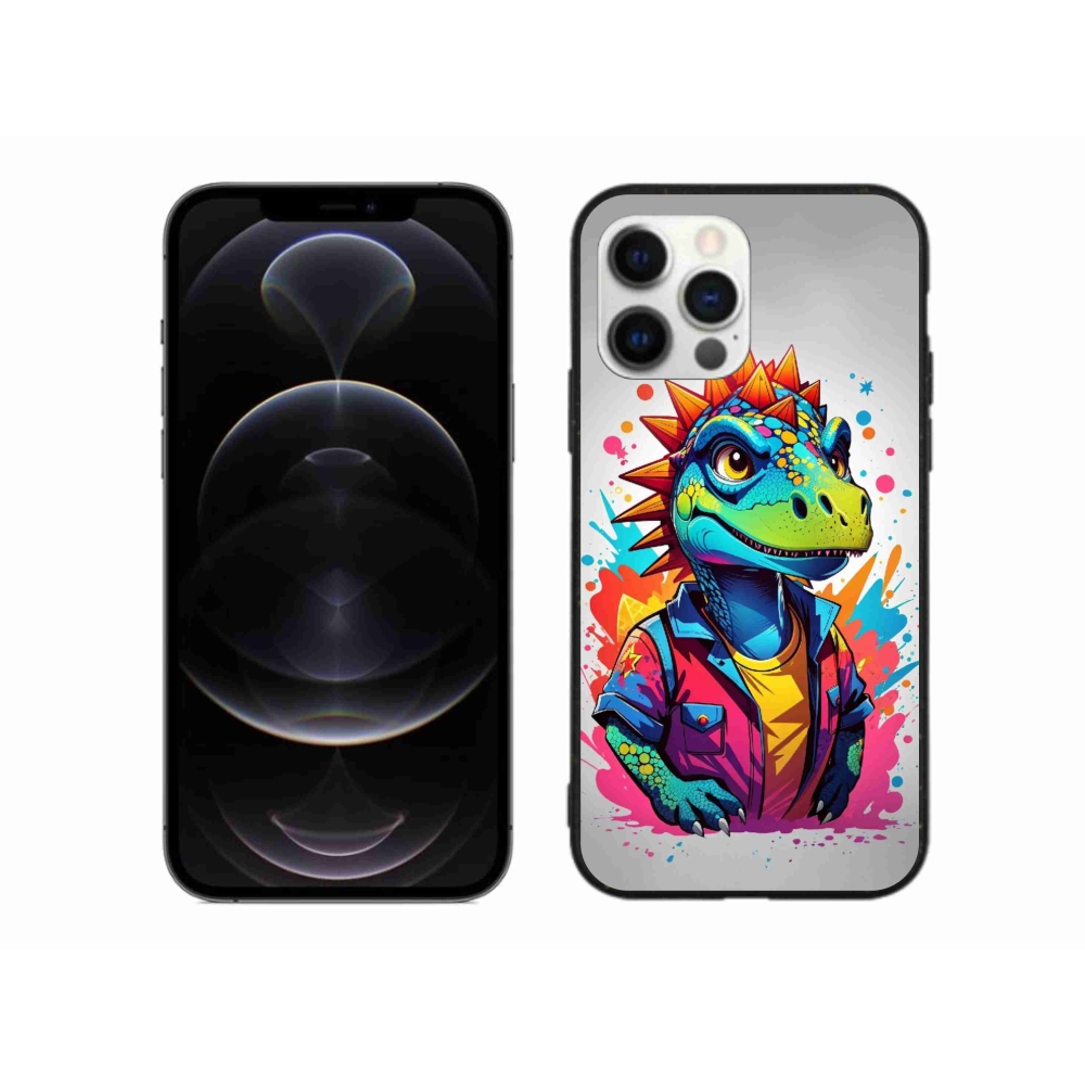 Zselés borítás mmCase iPhone 12 Pro Max készülékhez - színes dinoszaurusz