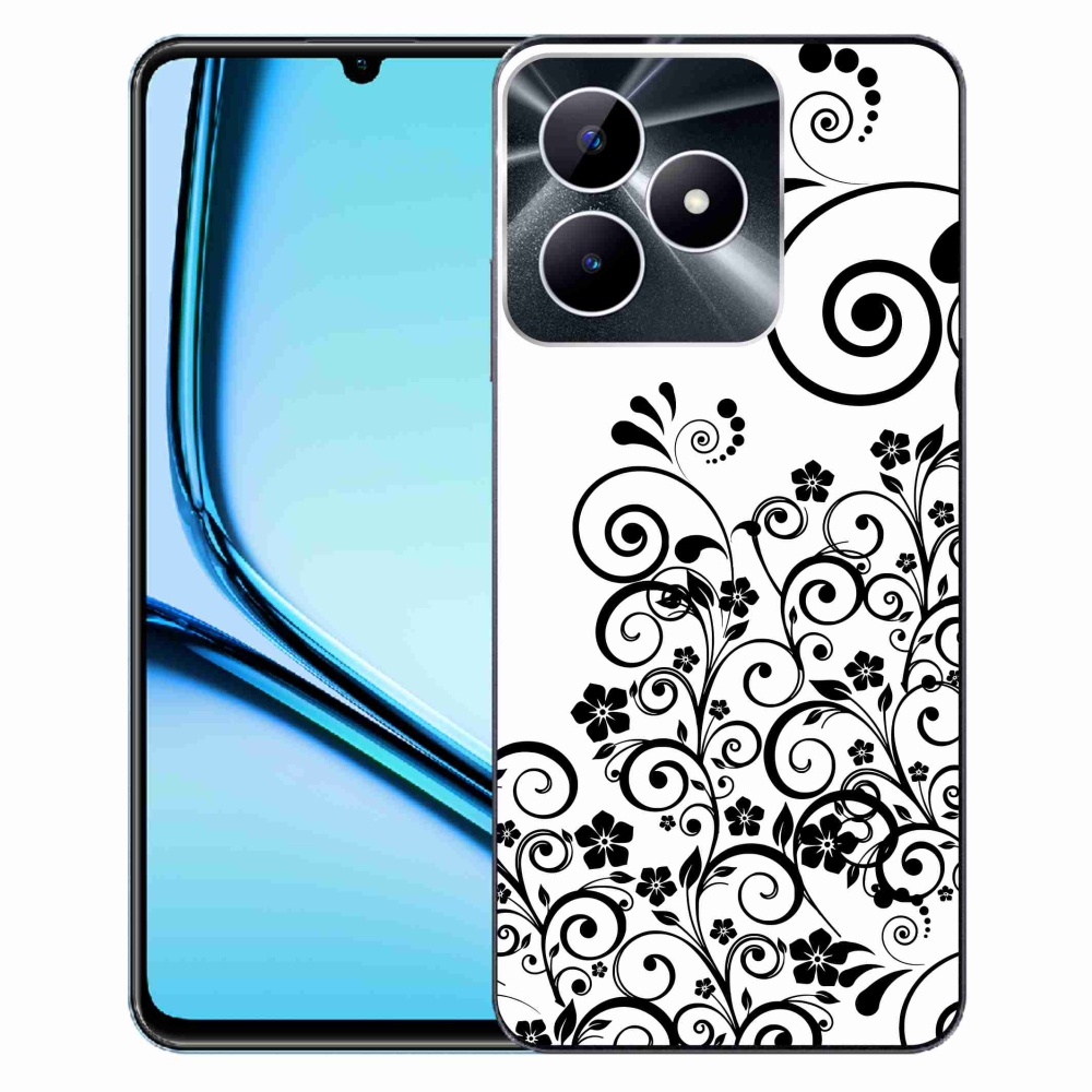 Zselés borító mmCase a Realme Note 50 készülékhez - fekete-fehér virágminták