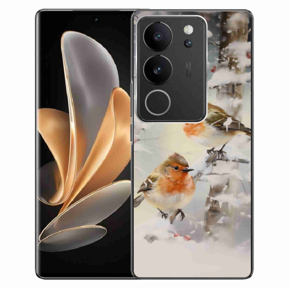 Gél borítás mmCase a Vivo V29 5G-hez - madarak télen