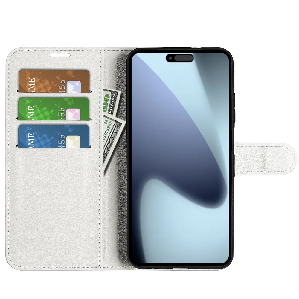 Litchi könyvtáska iPhone 17 készülékhez - fehér