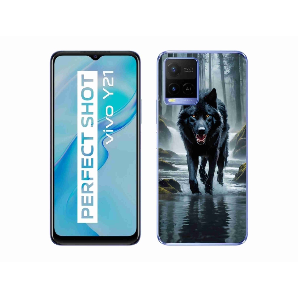 Gél borítás mmCase a Vivo Y21/Y21s/Y33s modellhez - fekete farkas