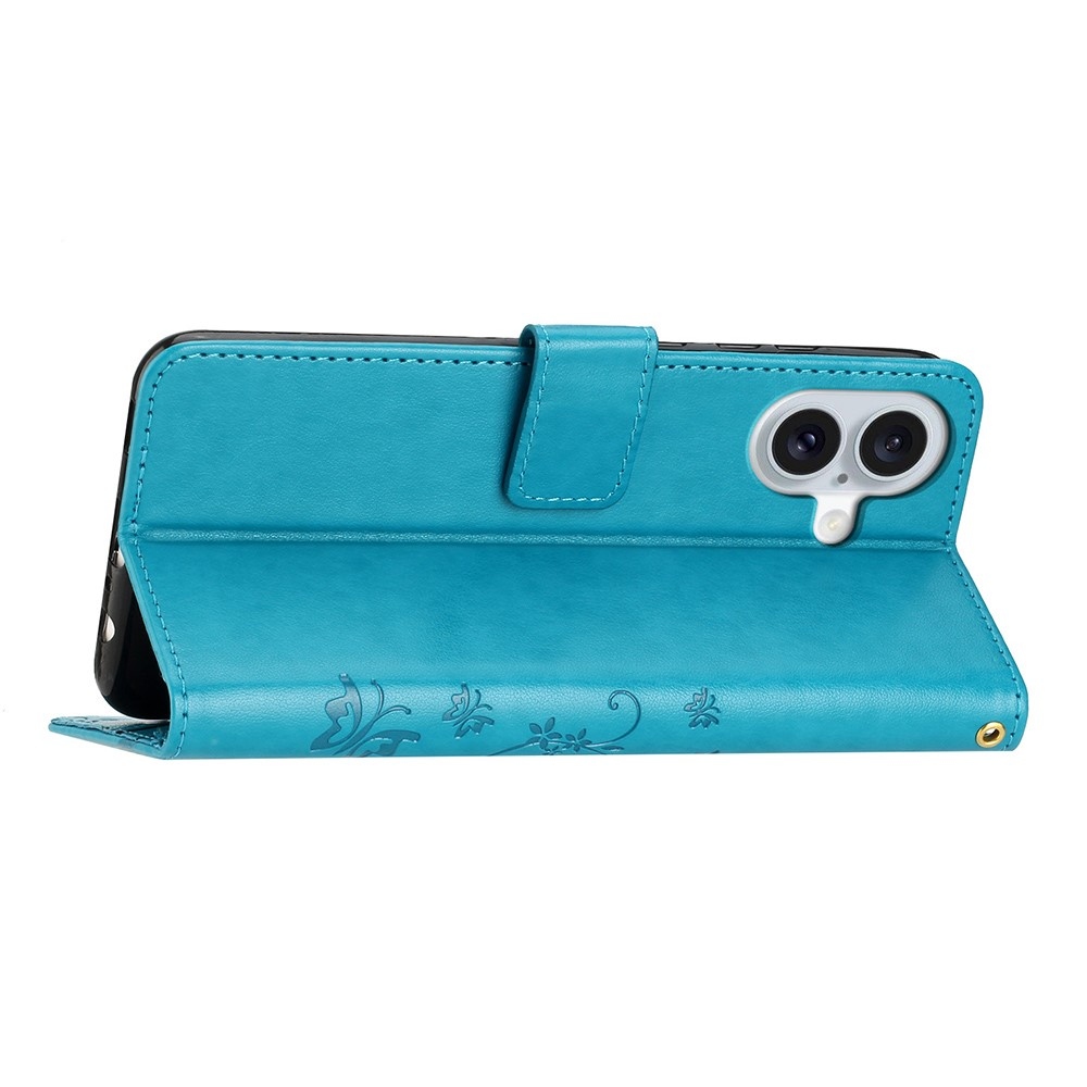 Virágok könyvtáska iPhone 17 készülékhez - kék