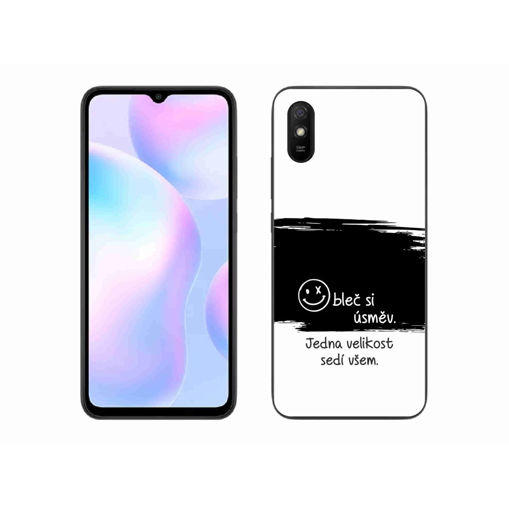 Gél borító mmCase a Xiaomi Redmi 9A számára - vicces szöveg 8 fekete és fehér háttérrel