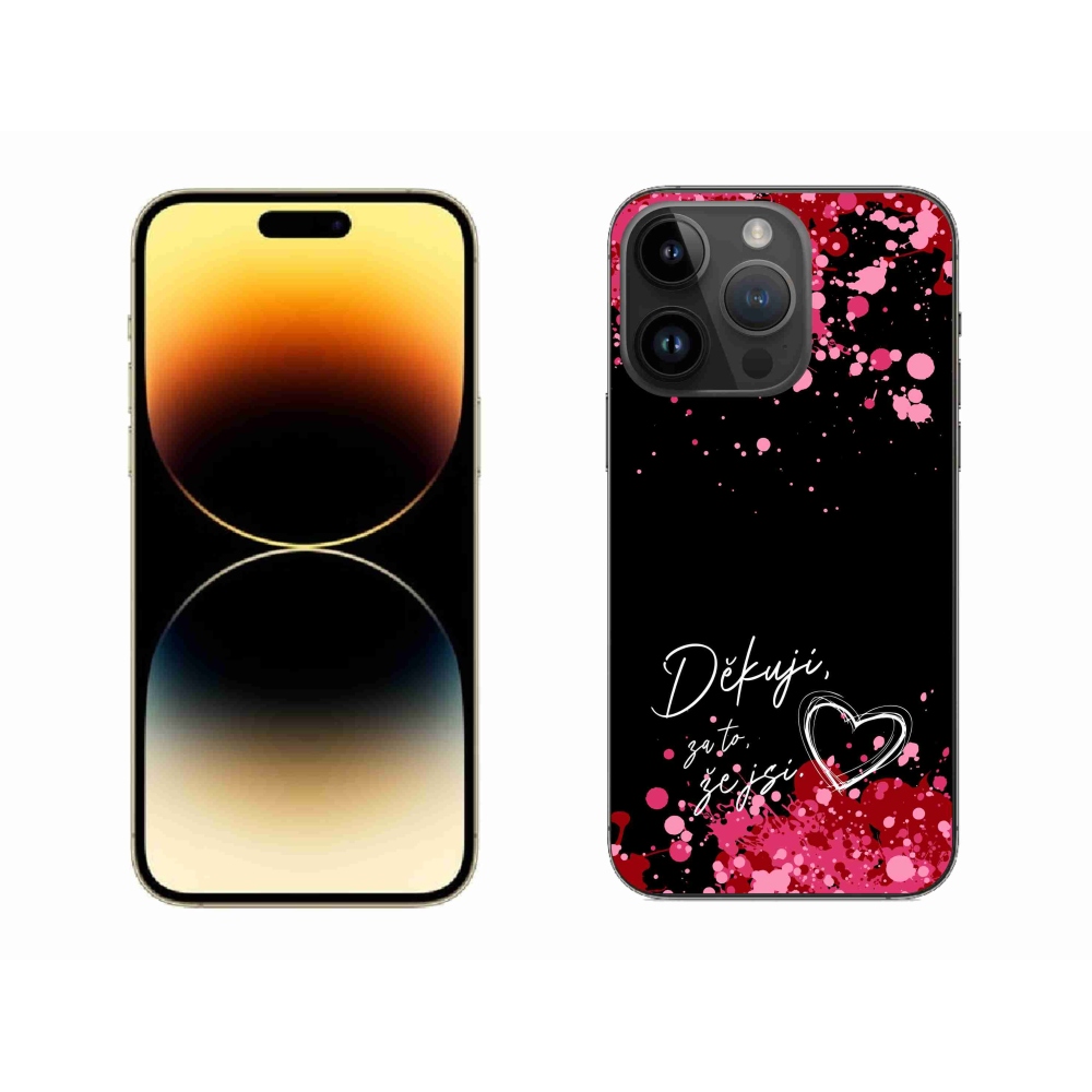 Gél borítás mmCase iPhone 14 Pro Max 6.7 készülékhez - text in love 2 fekete háttér