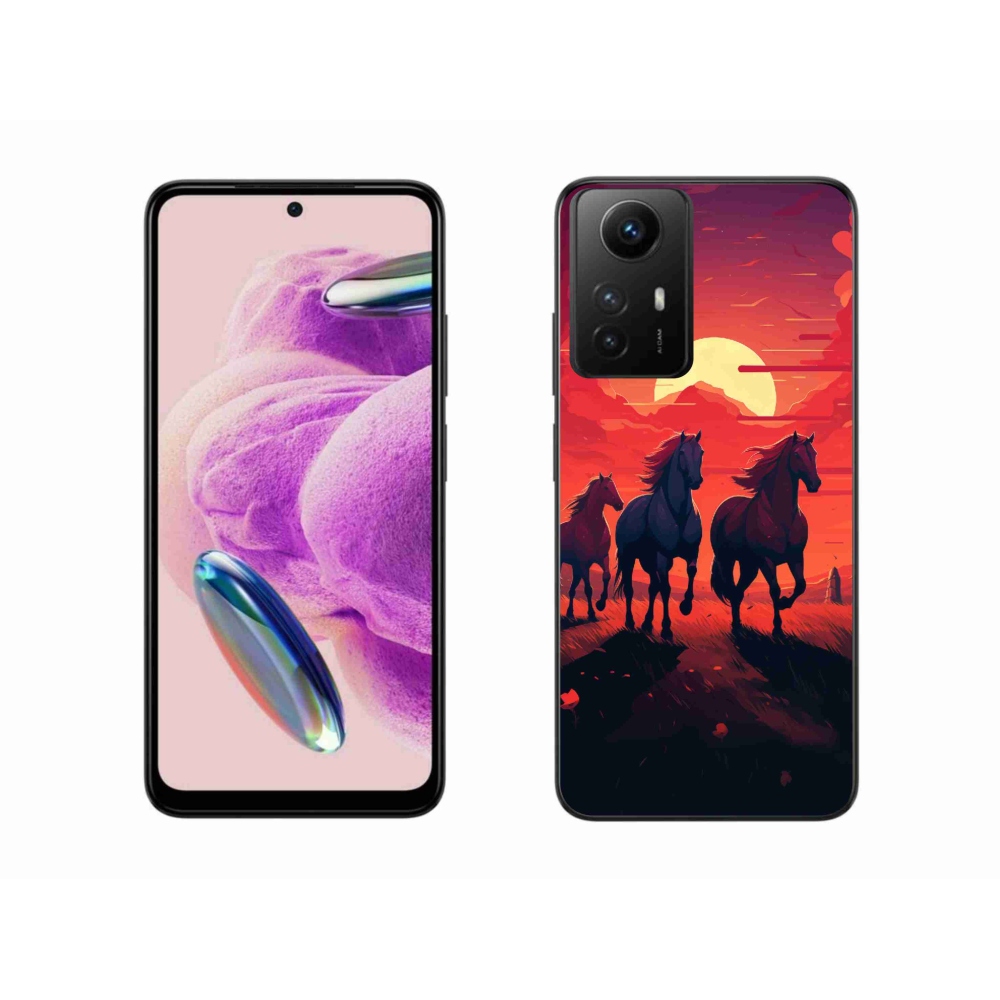 Gél borító mmCase a Xiaomi Redmi Note 12S-hez - lovak és naplemente