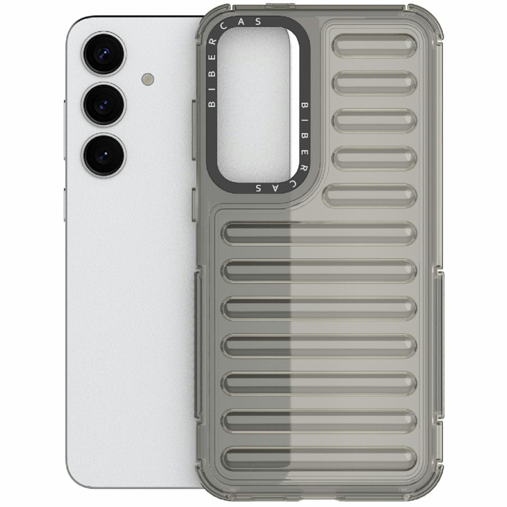 Csíkos tartós borító Samsung Galaxy S25+ készülékhez - szürke