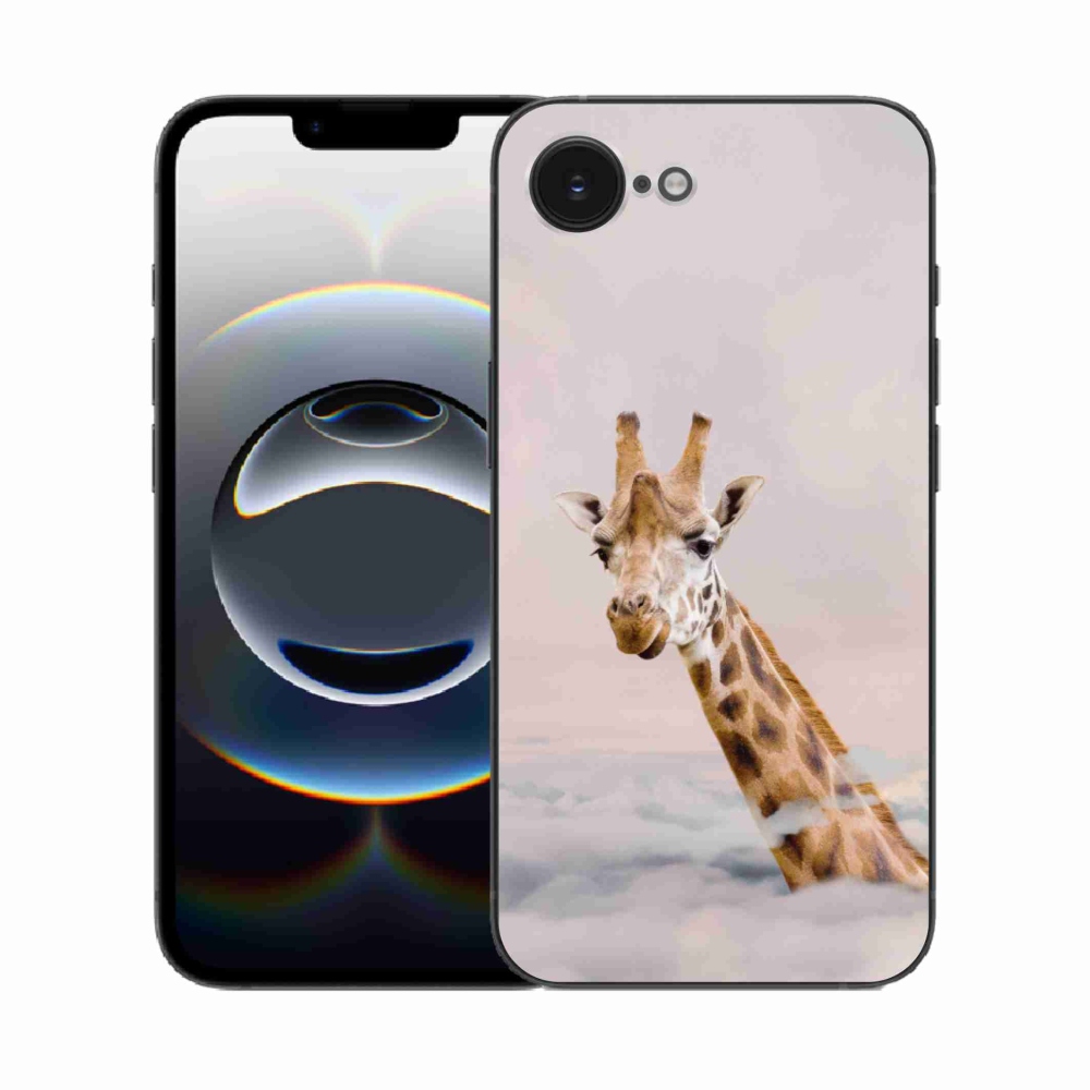 Zselés borítás mmCase iPhone 16e készülékhez - zsiráf a felhőkben