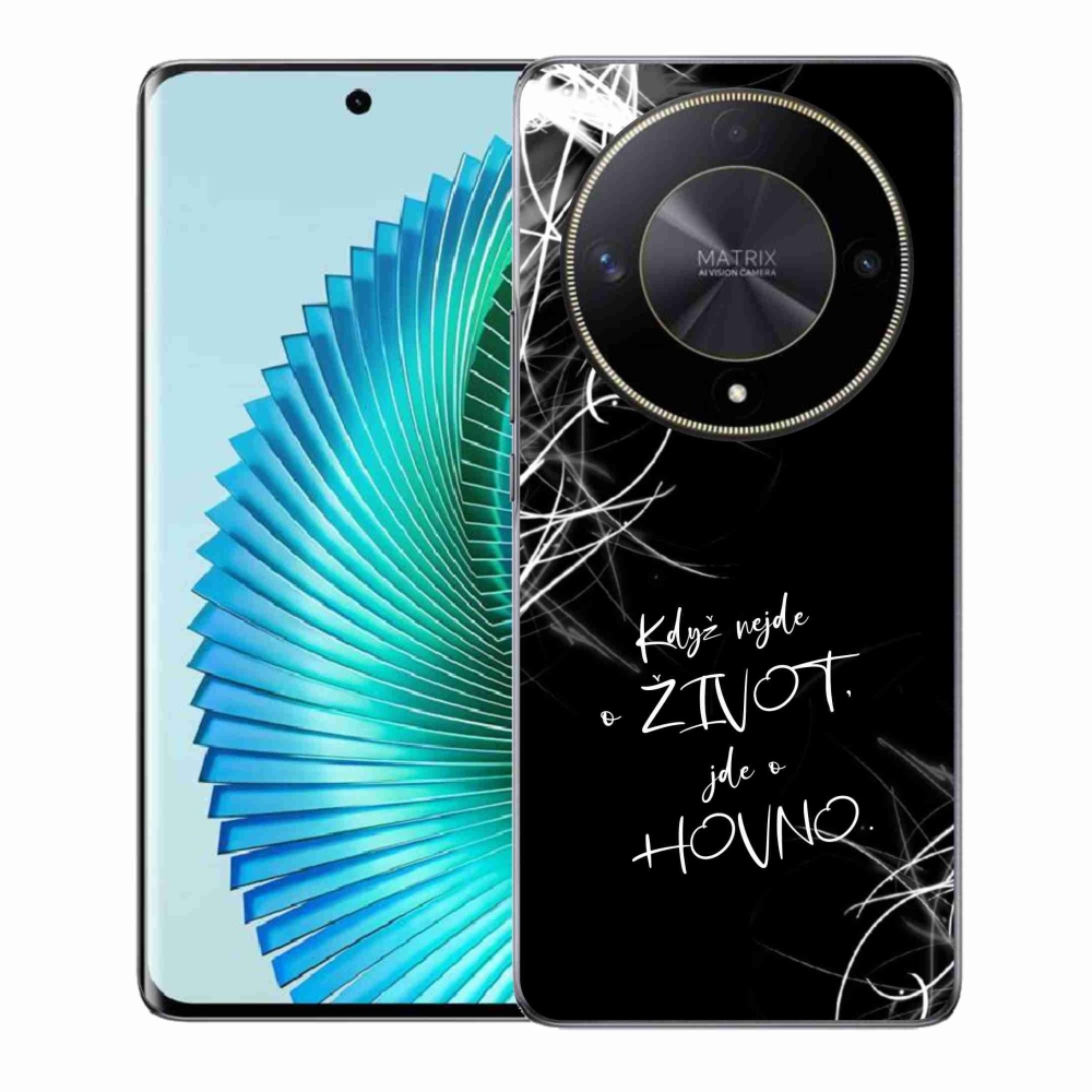 Gél borító mmCase a Honor Magic 6 Lite 5G készülékhez - vicces szöveg 16 fekete háttér