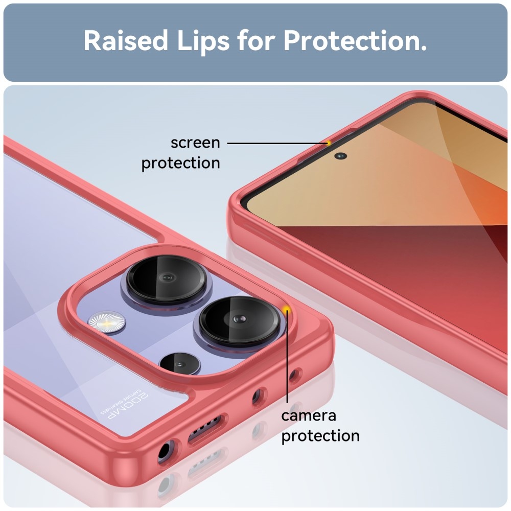 Gél tok kemény hátlappal a Xiaomi Redmi Note 13 Pro 4G/Poco M6 Pro számára - piros színű