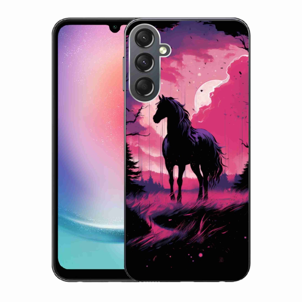 Zselés borítás mmCase Samsung Galaxy A24 - fekete rajzfilm ló 1
