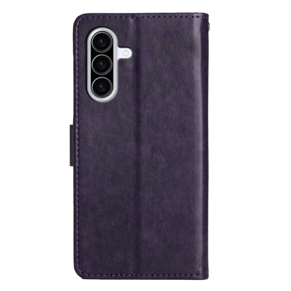 Virágok könyv tok Samsung Galaxy A36 5G - sötét lila