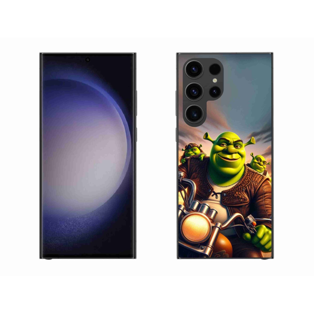 Zselés borítás mmCase Samsung Galaxy S23 Ultra 5G - shrek egy motorkerékpárral