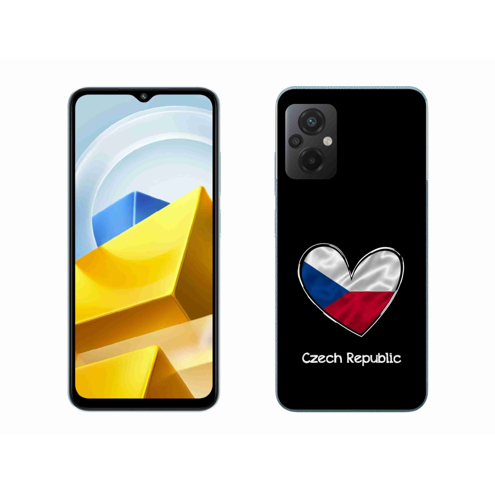 Gél borítás mmCase a Xiaomi Poco M5 4G-hez - zászlós szív fekete háttérrel