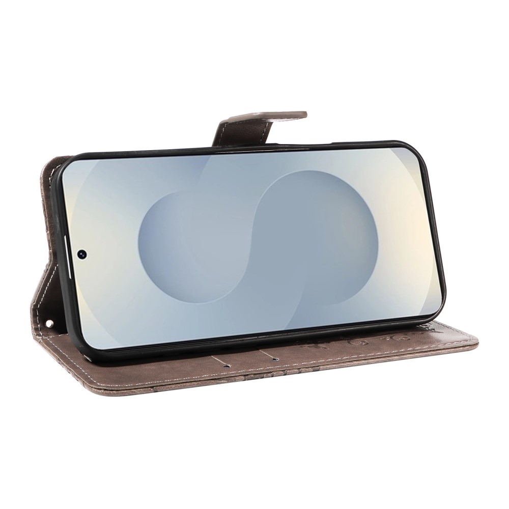 Nagy pillangó könyv tok Samsung Galaxy S25 Edge készülékhez - szürke