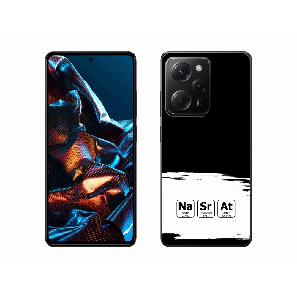 Gél borító mmCase a Xiaomi Poco X5 Pro 5G számára - kémiai elemek fehér és fekete háttérrel