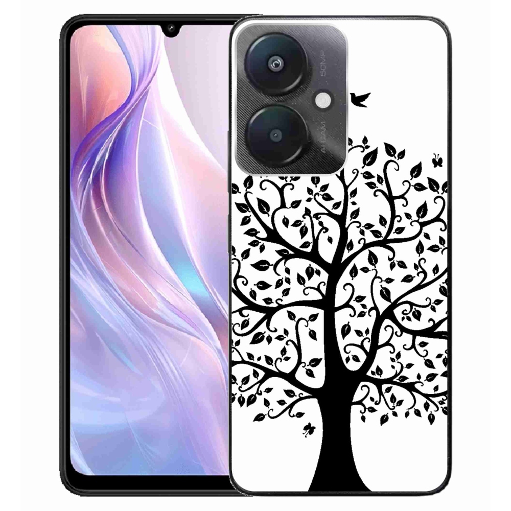 Gél borítás mmCase a Xiaomi Redmi 13C 5G számára - fekete és fehér fa