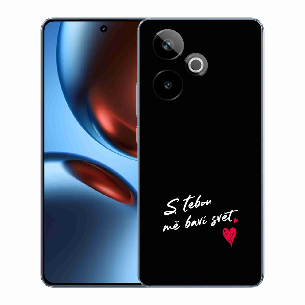 Rugalmas zselés tok mmCase a Realme GT 7 5G/GT 7T 5G képével - szerelmes szöveg 1 fekete háttérrel