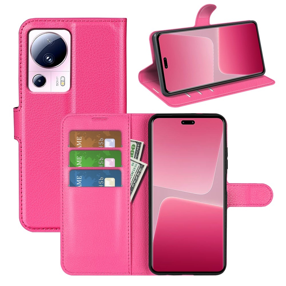 Litchi könyv tok a Xiaomi 13 Lite-hoz - rózsaszínű