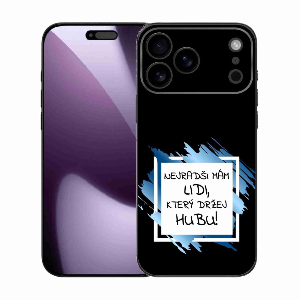 Gél borítás mmCase iPhone 17 Pro Max készülékhez - vicces szöveg 7 fehér és fekete háttérrel