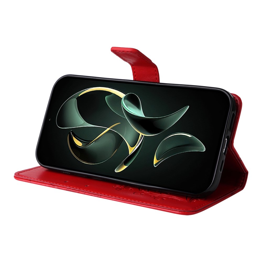 Nagy pillangó könyv tok a Xiaomi 13T/13T Pro-hoz - piros