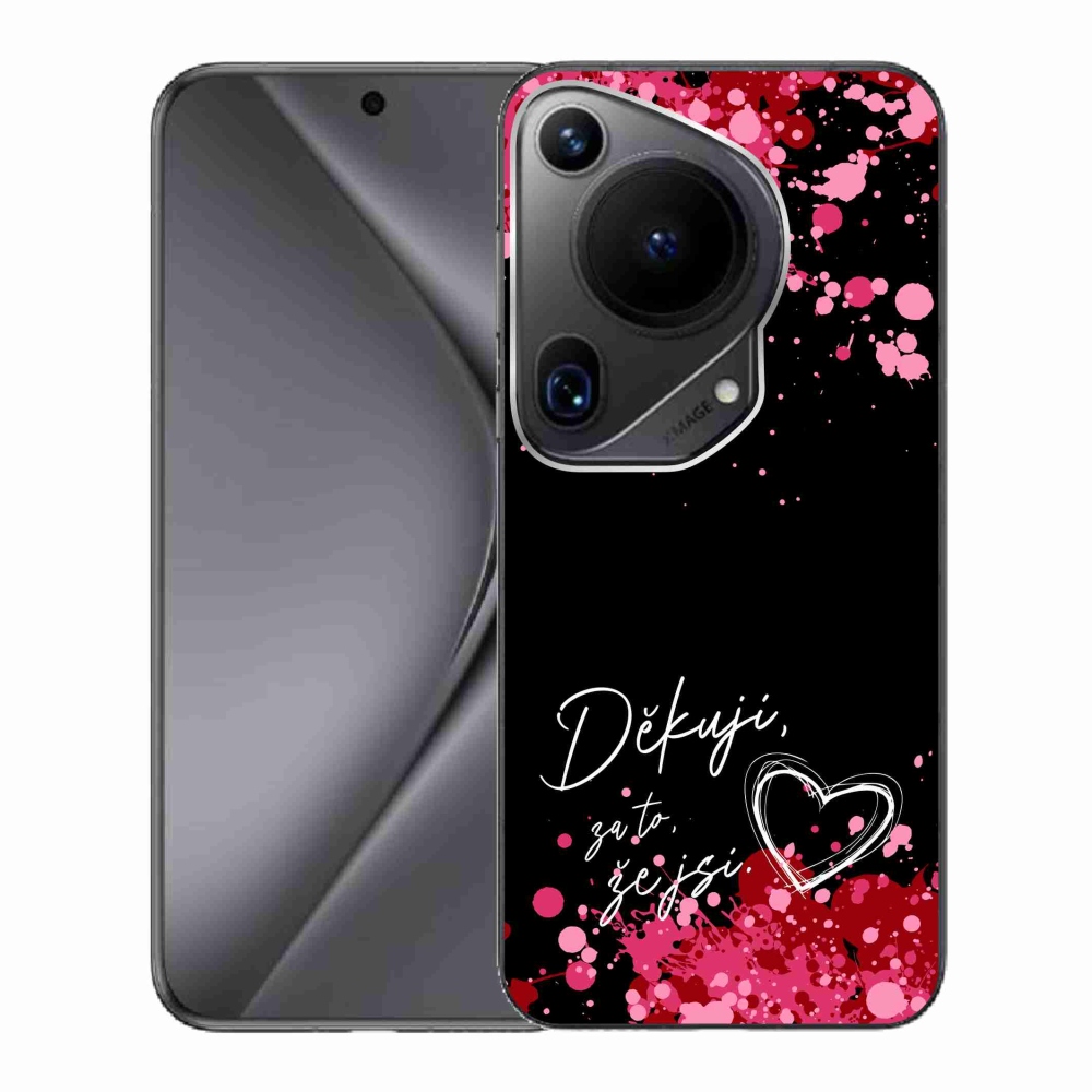 Gél borító mmCase a Huawei Pura 70 Ultra készülékre - szerelmes szöveg 2 fekete háttérrel