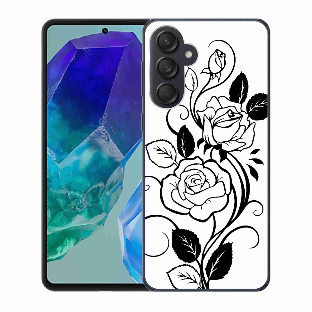 Zselés borítás mmCase Samsung Galaxy M55 5G - fekete és fehér rózsa