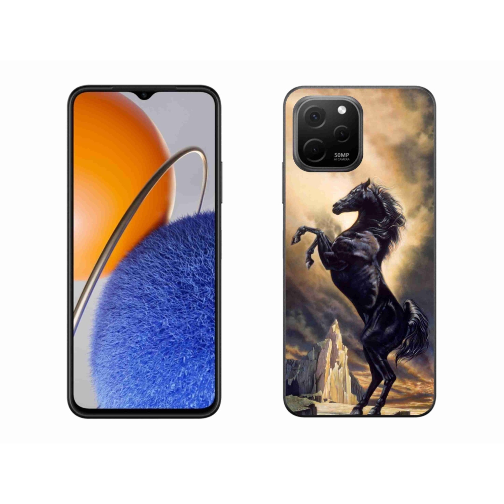 Gél borítás mmCase a Huawei Nova Y61 készülékhez - fekete rajzfilm ló