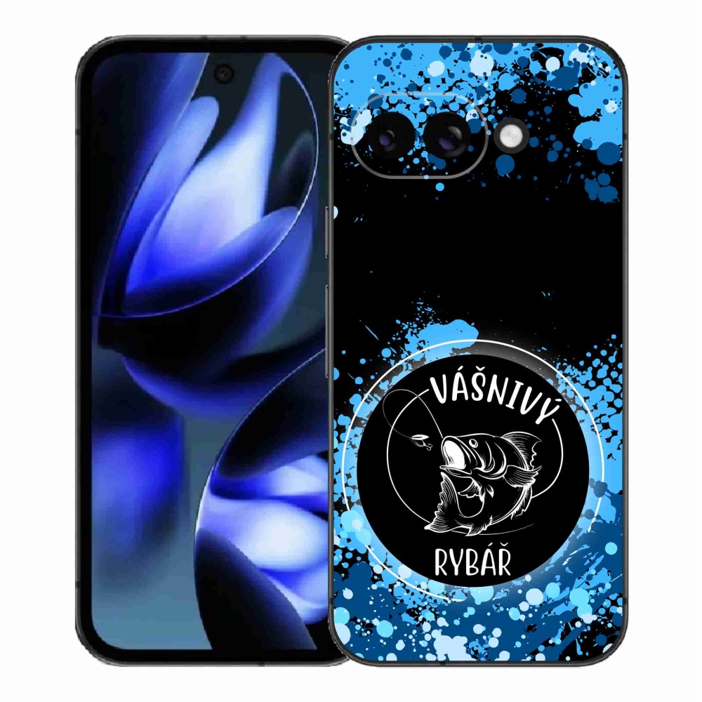 Gél borítás mmCase a Google Pixel 9a számára - szenvedélyes halász fekete háttérrel