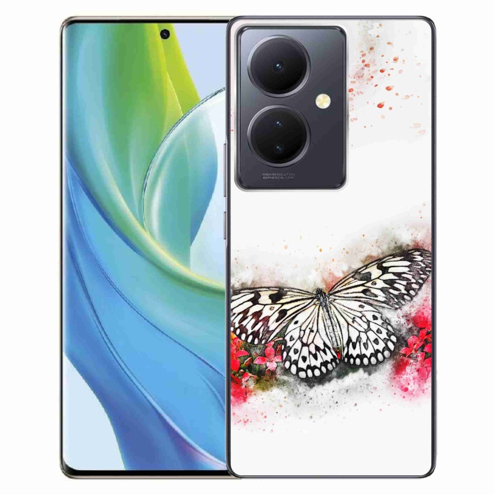 Gél borítás mmCase a Vivo V29 Lite 5G-n - fekete-fehér pillangó