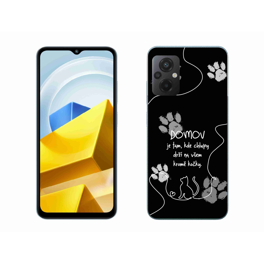 Gél borítás mmCase a Xiaomi Poco M5 4G-hez - macska motívum fekete háttérrel