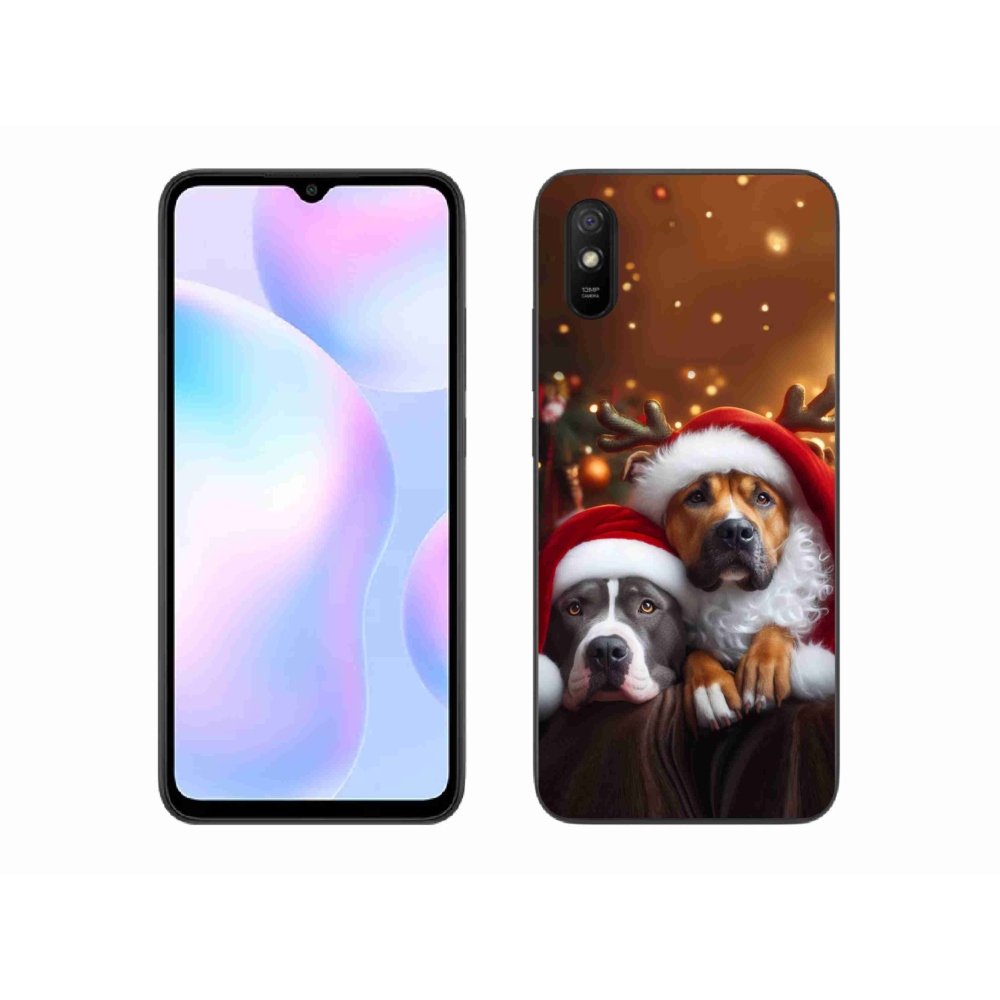 Gél borító mmCase a Xiaomi Redmi 9AT számára - Karácsonyi kutyák
