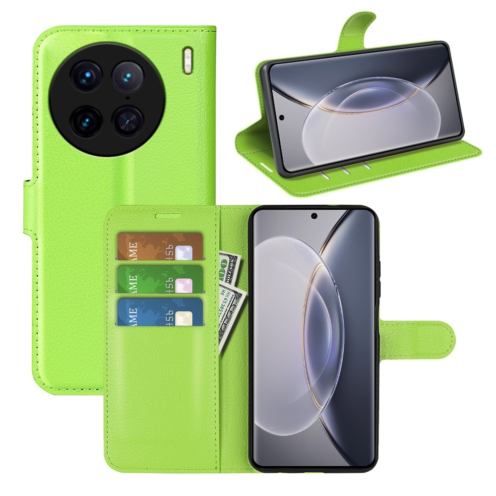 Litchi könyv tok a Vivo X90 Pro-hoz - zöld
