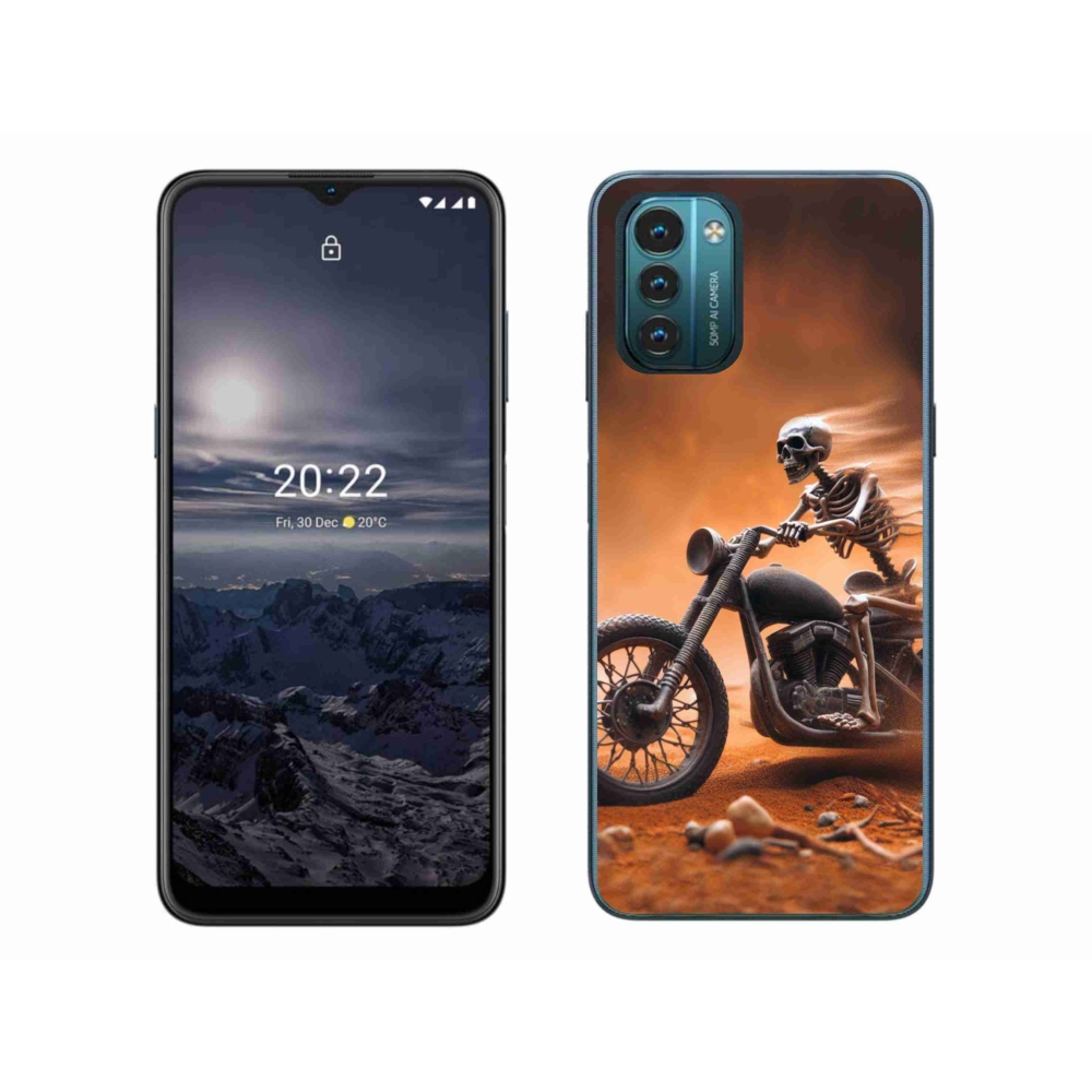 Zselés borítás mmCase a Nokia G11/G21 készülékhez - csontváz egy motorkerékpáron