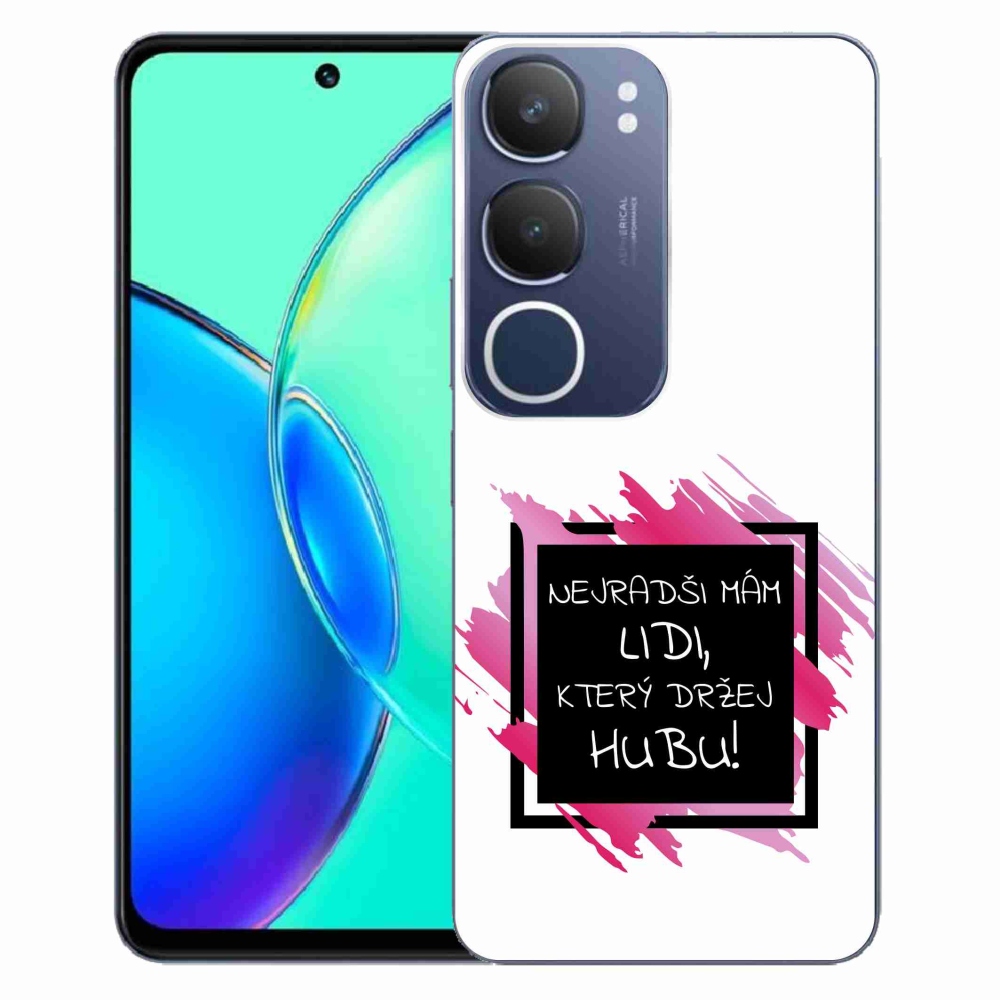 Gél borító mmCase a Vivo Y19s készülékhez - vicces szöveg 7 fekete és fehér háttérrel