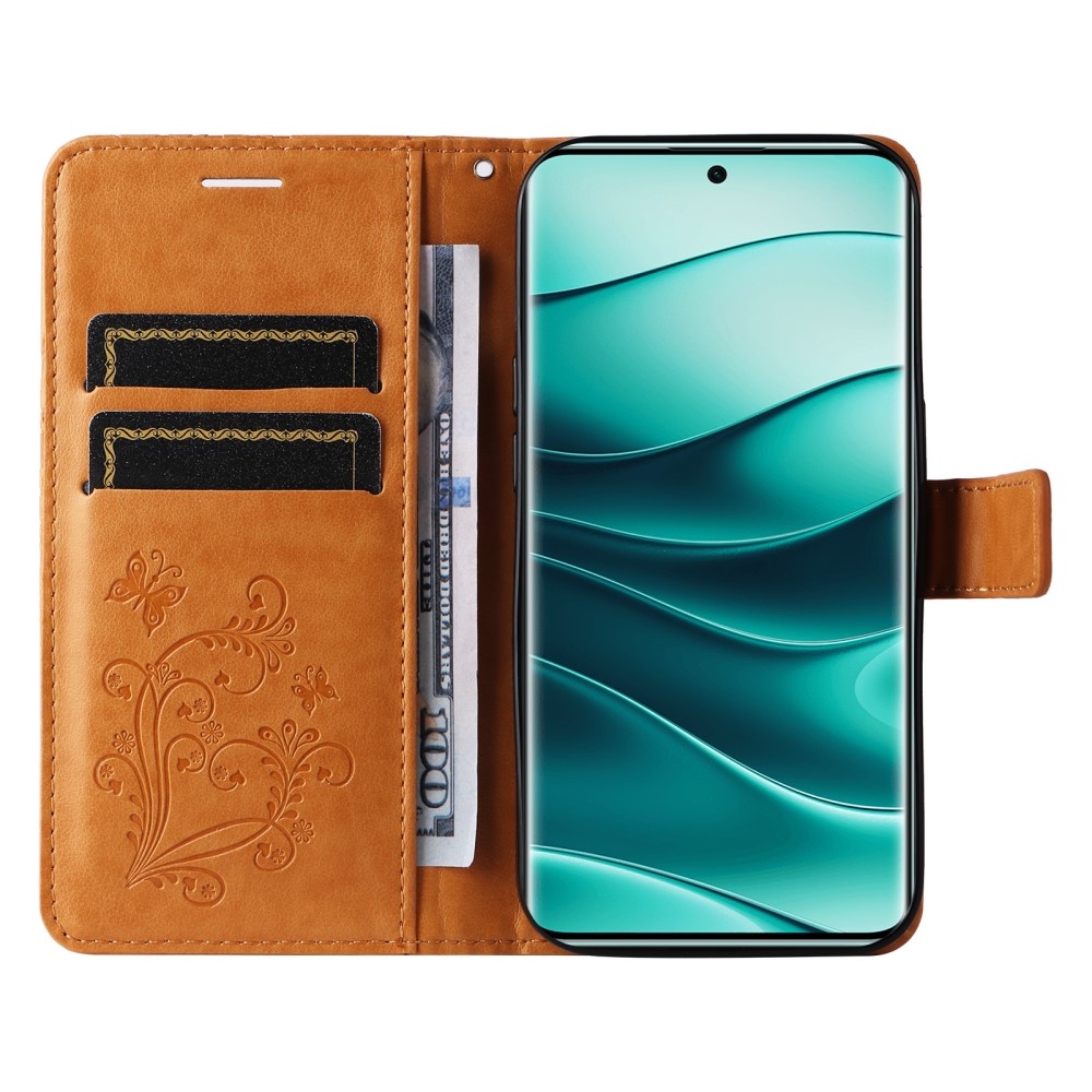 Nagy pillangó könyv tok Xiaomi Redmi Note 14 Pro 5G/Poco X7 5G/Note 14 Pro+ 5G - sárga