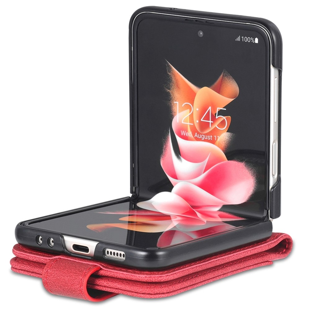 AZNS műanyag borítás PU bőrrel Samsung Galaxy Z Flip5 5G - piros