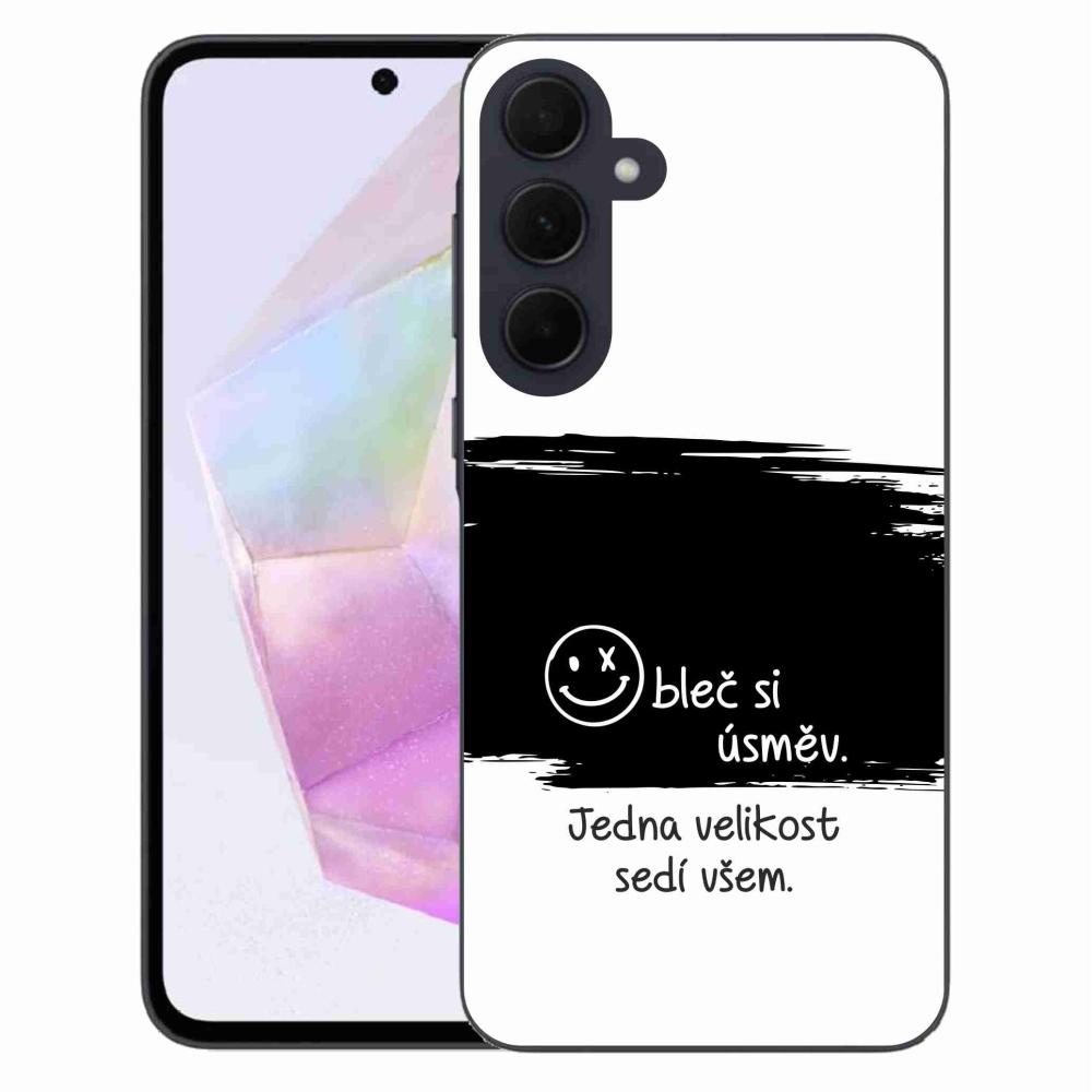 Gél borító mmCase Samsung Galaxy A35 5G - vicces szöveg 8 fekete-fehér háttérrel