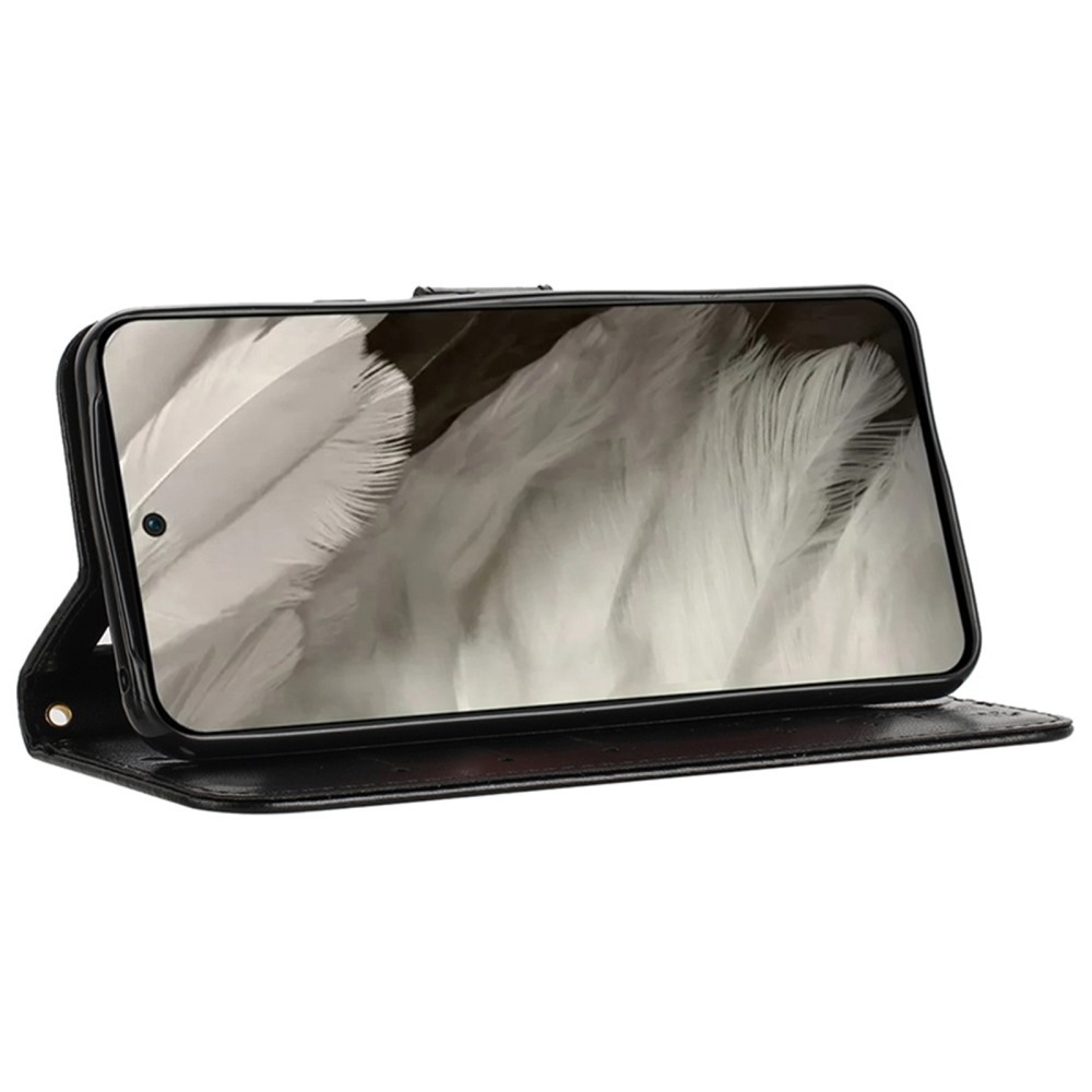 Virágos könyvtáska Google Pixel 9/9 Pro készülékhez - fekete