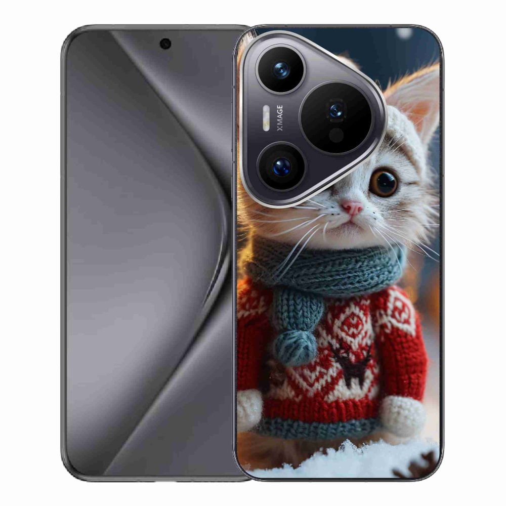 Gél borítás mmCase a Huawei Pura 70 Pro számára - cica pulóverben