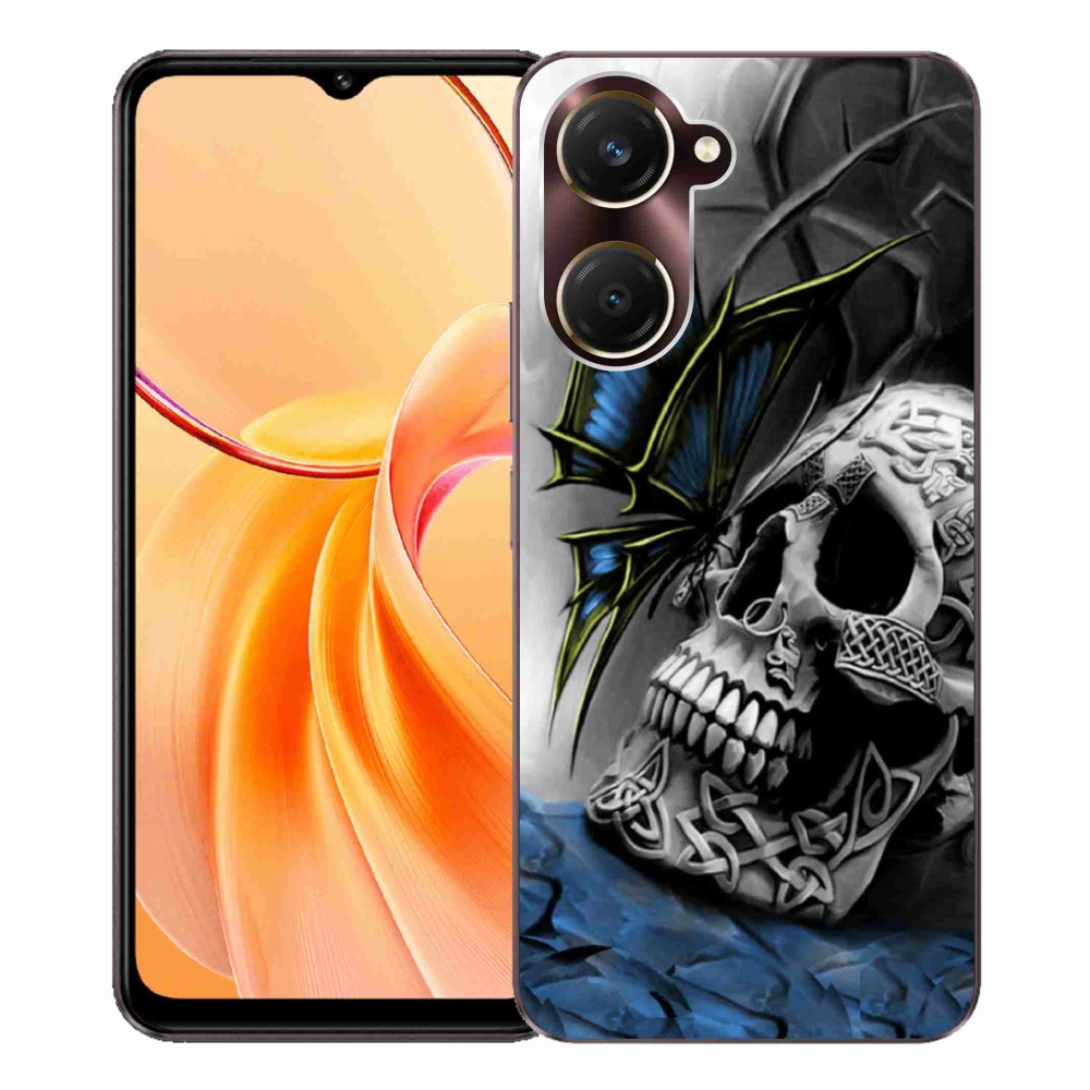 Gél borító mmCase a Vivo Y28s 5G-hez - pillangó és koponya