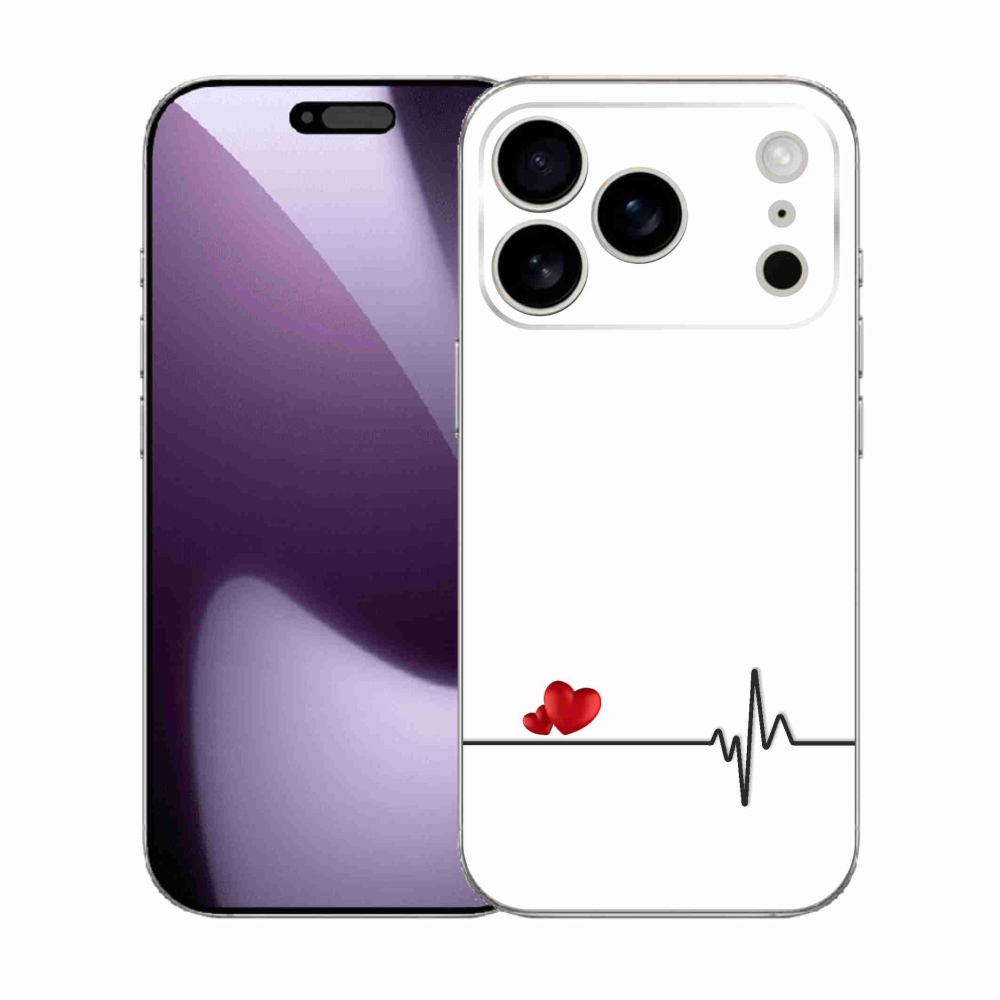 Gél borító mmCase iPhone 17 Pro készülékhez - szív és szívverés fehér háttérrel