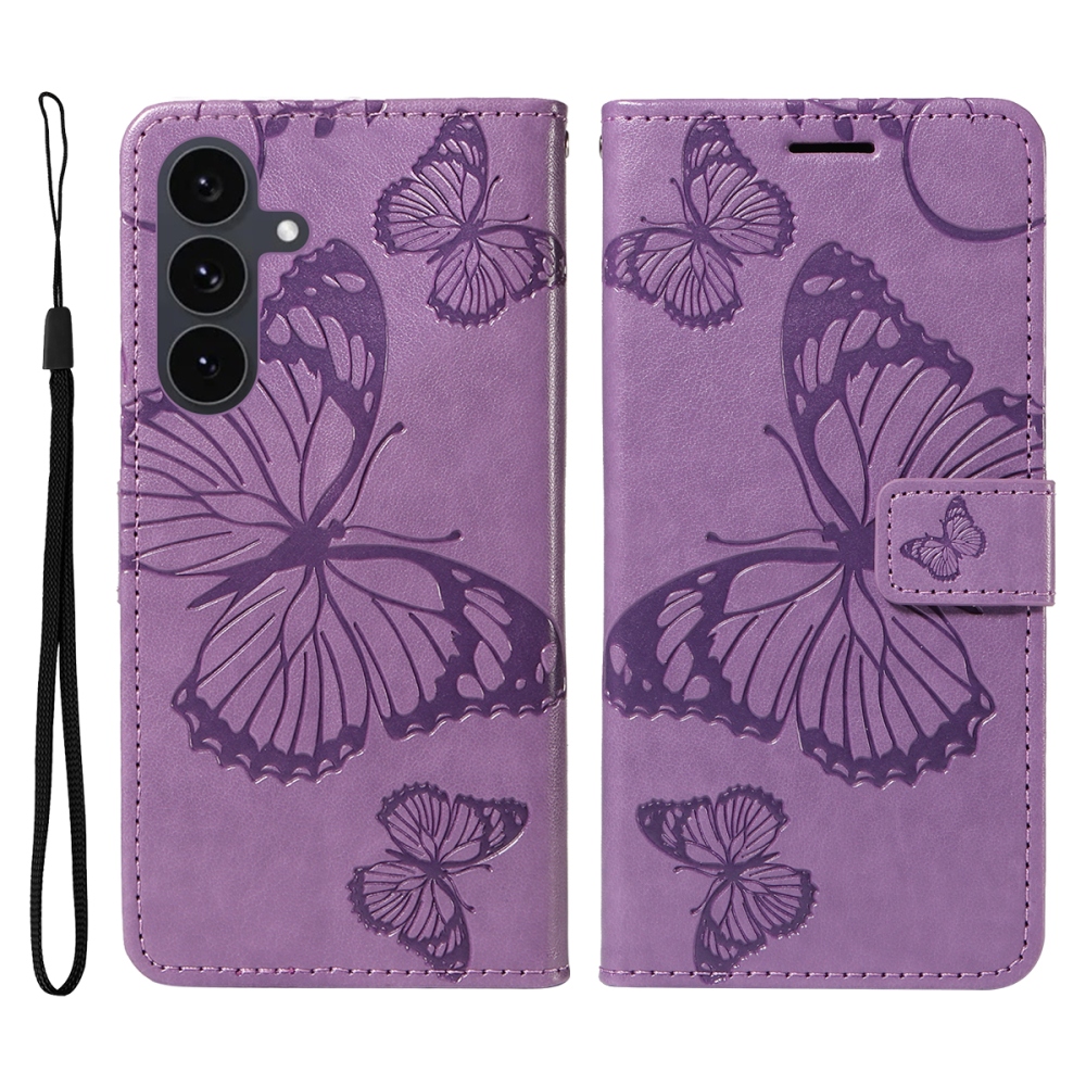 Nagy pillangó könyv tok Samsung Galaxy S25 FE készülékhez - lila