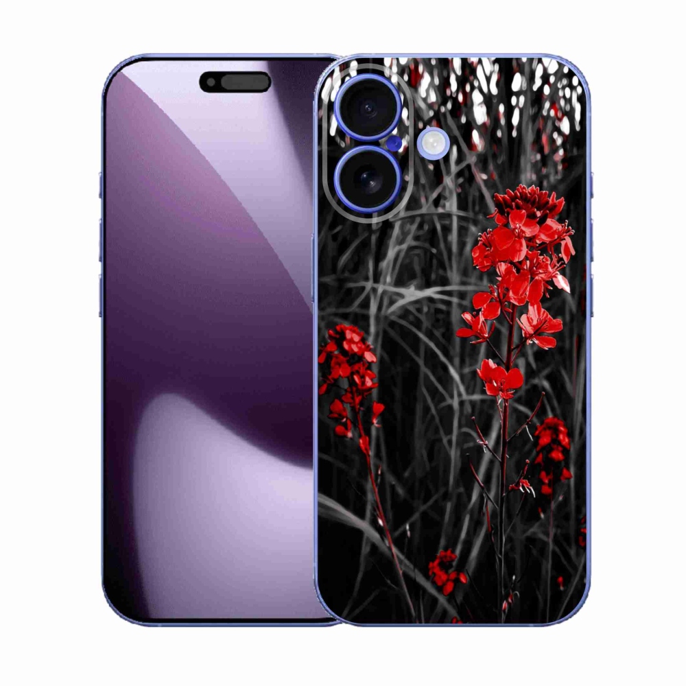 Zselés borítás mmCase iPhone 17 készülékhez - piros növény